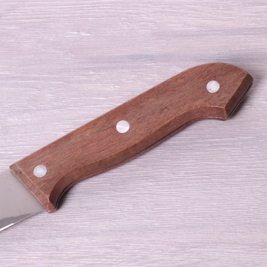 Нож кухонный разделочный из нержавеющей стали Kamille KM-5307 (лезвие 20,5 см, рукоятка 12 см) с деревянной ручкой