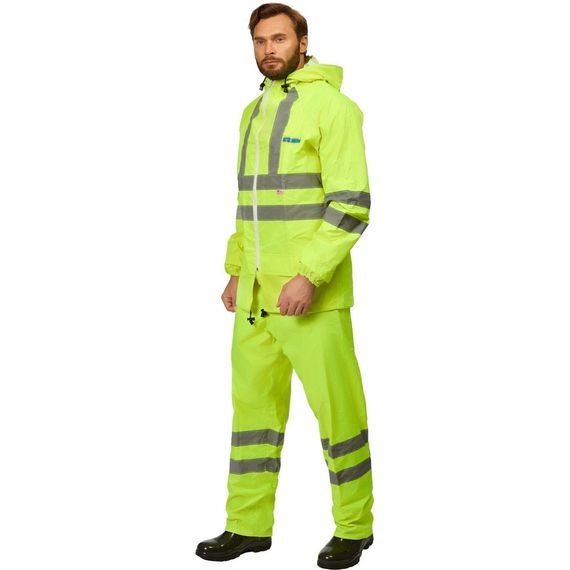 Костюм сигнальный влагозащитный Extra-V-КБР полиэфир с ПВХ покрытием лимонный с СОП