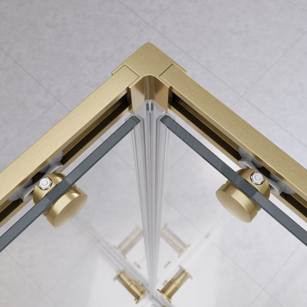 Душевой уголок Cezares RELAX-304-A-2-100-C-BORO, 100х100х200, профиль брашированное золото, прозрачное стекло