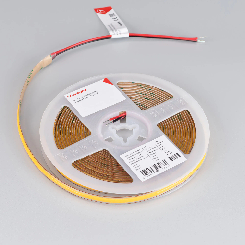Светодиодная лента COB-X528-8mm 24V Warm3000 (6 W/m, IP20, 5m, FreeCut) (Arlight, Свободная резка) 046887