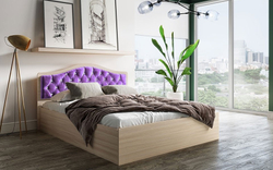 Кровать с ортопедическим основанием Дели 160х200, дуб молочный/сирень