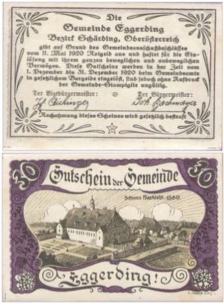 Австрия 30 геллеров 1920 Эггердинг aUNC