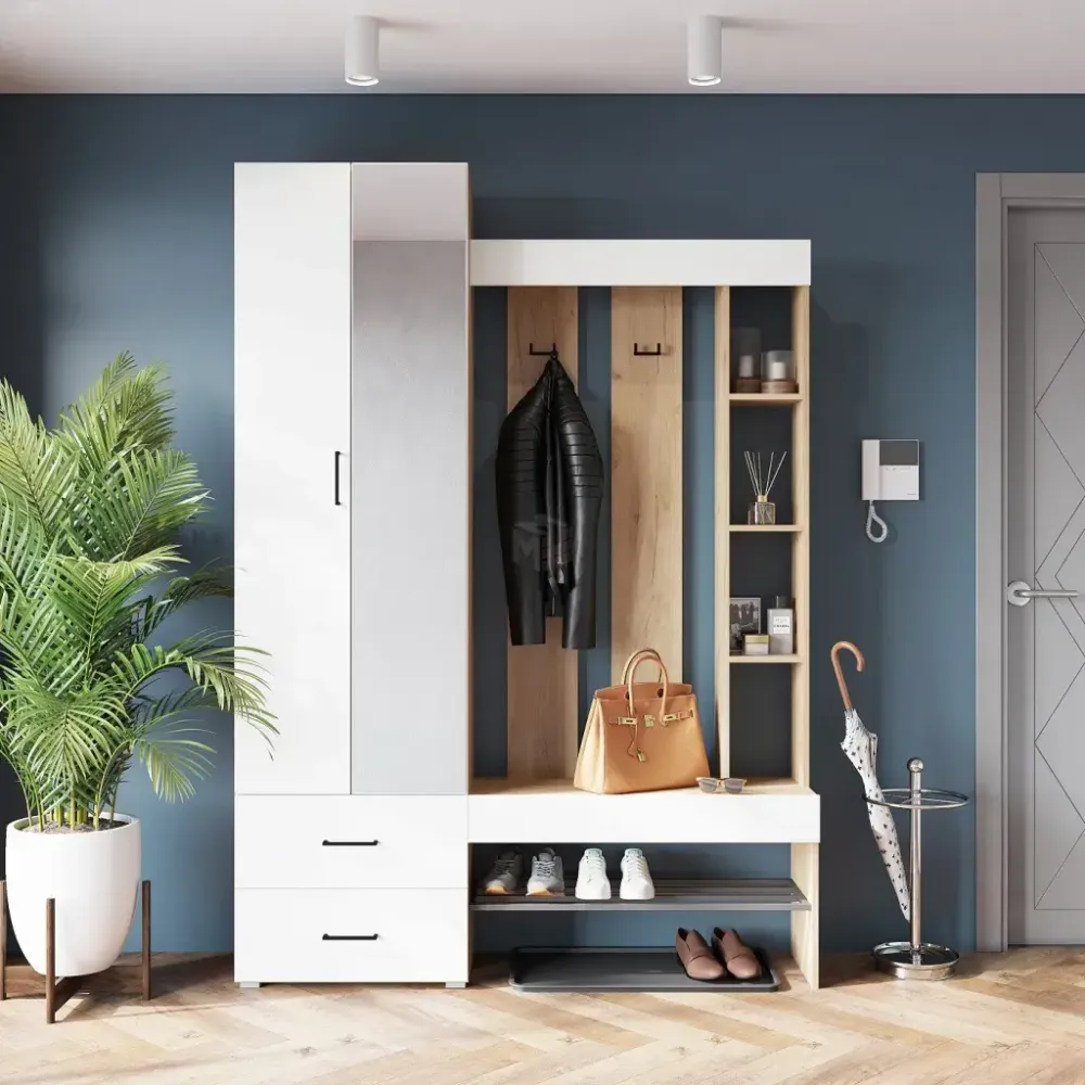 Прихожая Домино (крафт золотой/белый), Горизонт