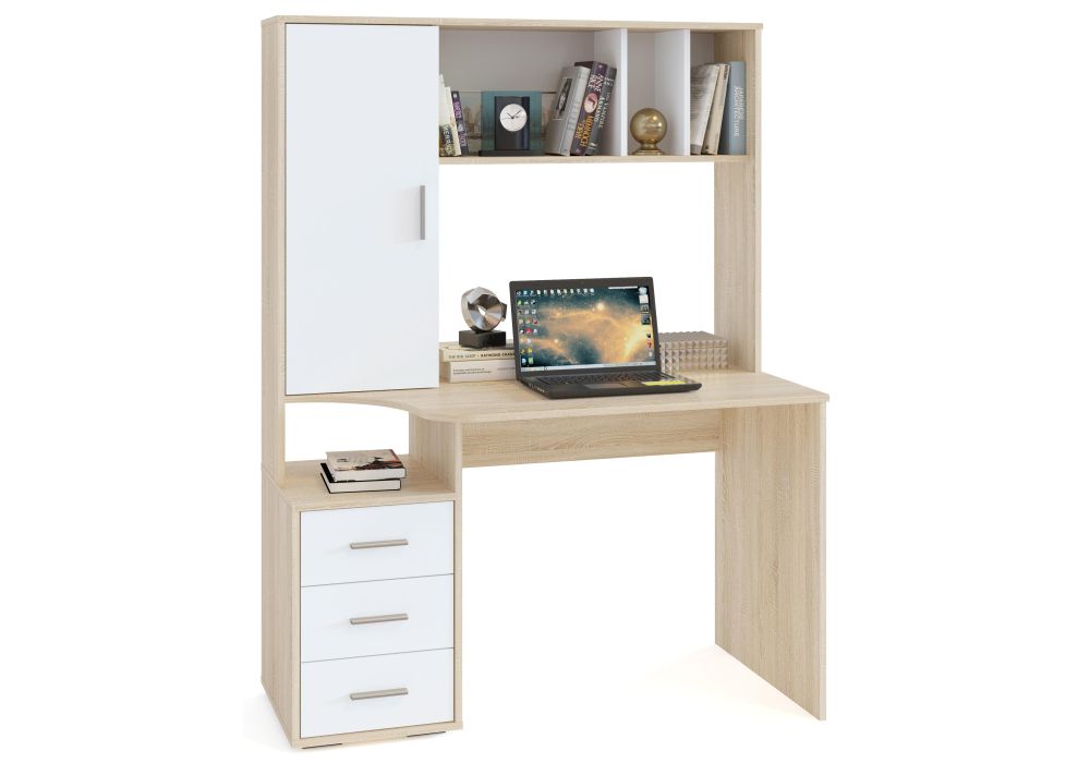 Компьютерный стол КСТ-16 120х60х160 левый дуб сонома / белый
