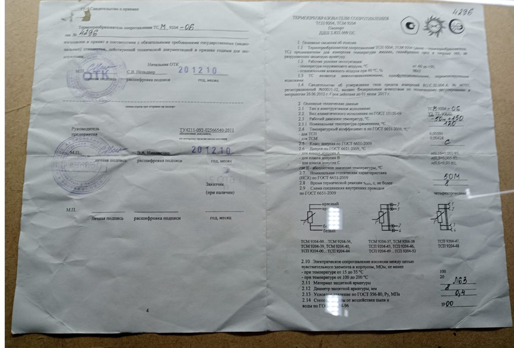 Термопреобразователь сопротивления ТСМ 9204-6