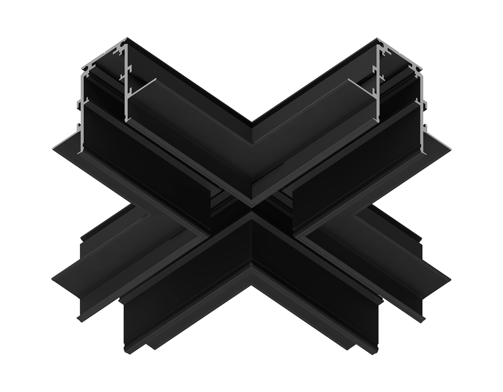 Коннектор х-образный для встраиваемого шинопровода Magnetic GL3358 BK черный 170*170*46,8