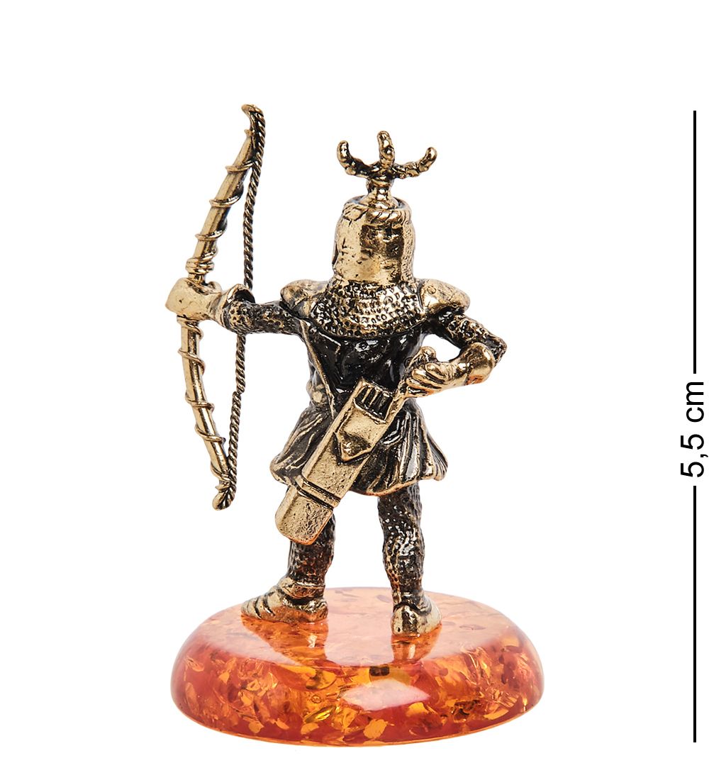 Народные промыслы AM-1273 Фигурка «Рыцарь лучник» (латунь, янтарь)