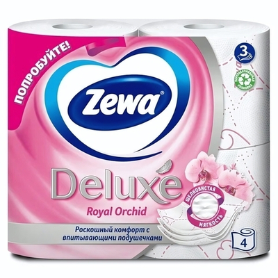 Бумага туалетная ZEWA ДЕЛЮКС 3 сл., 4 рул. ОРХИДЕЯ
