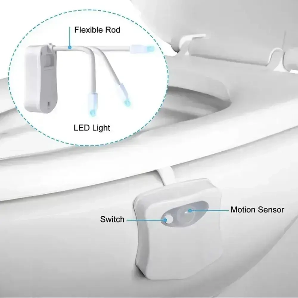 Умная LED подсветка для унитаза. Интеллектуальный датчик движения. Долгая работа от батареек