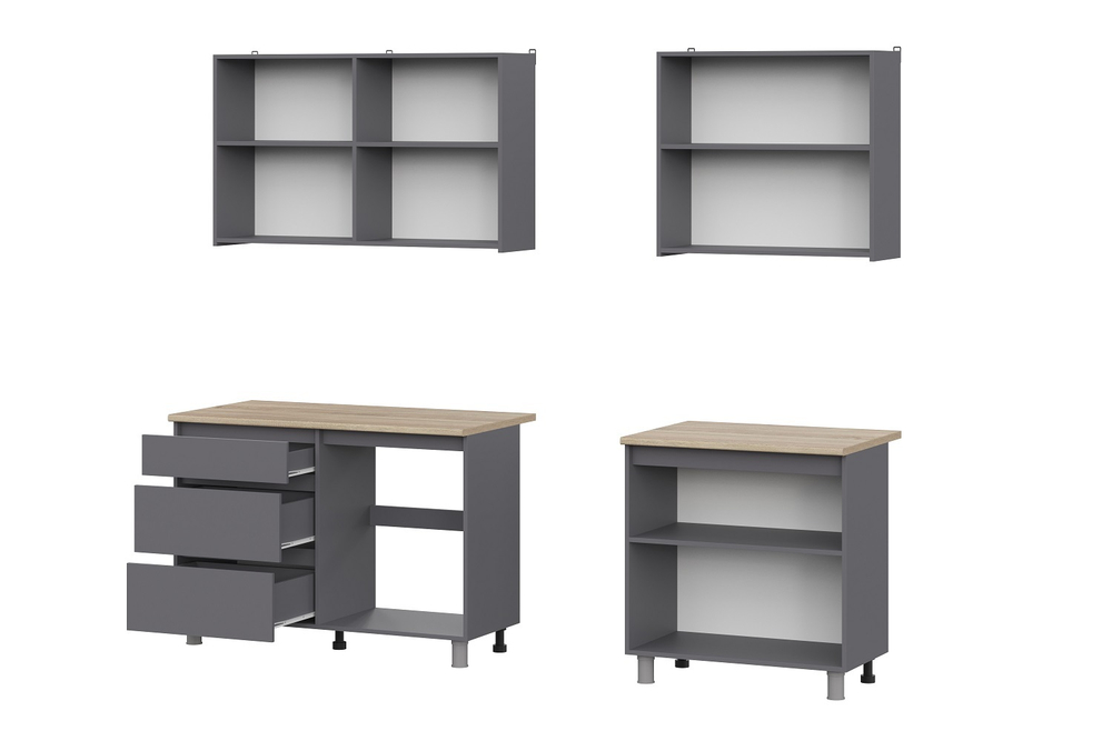 Готовая кухня Денвер 2 м, Графит серый, Сонома