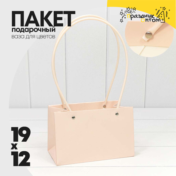 
          Пакет подарочный 19х12х10.5см Ваза для цветов (Персиковый)