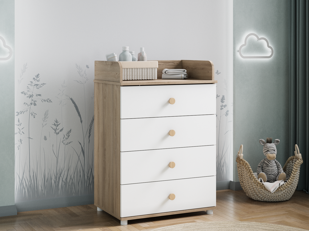 Детский комод Compact с пеленальным столиком цвет белый/дуб