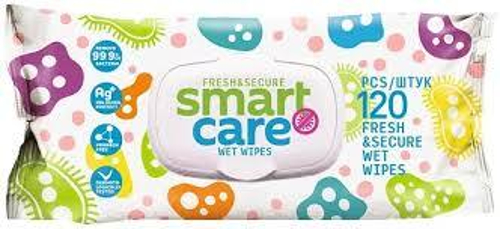Салфетки влажные 120шт Smart Care с клапаном