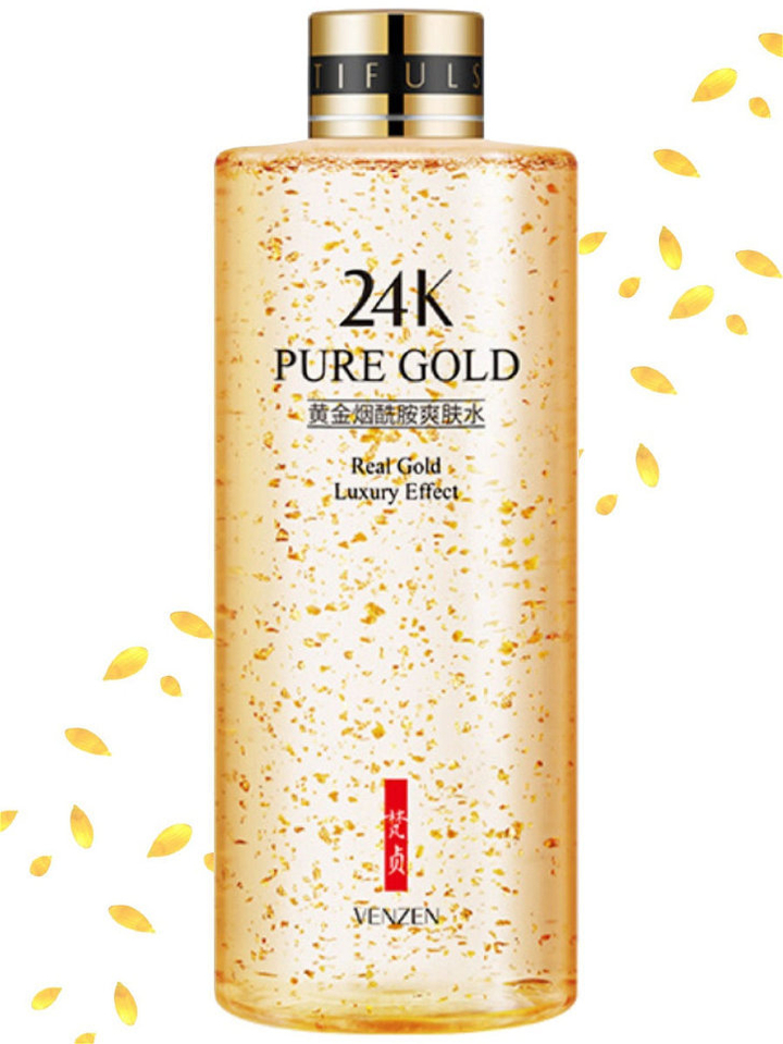 Тонер для лица Venzen 24K Pure Gold с ниацинамидом и золотом, 300 мл