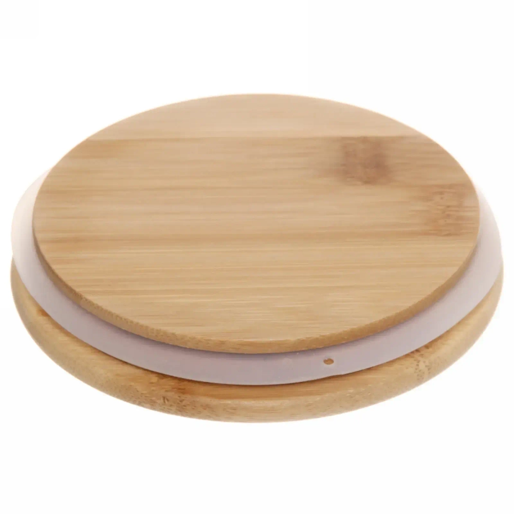 Банка для продуктов стеклянная 1350мл «Хай-Тек» с бамбуковой крышкой 12*15см