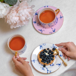 Чайная пара Farforite «Розовая / Blue Garden» 250 мл в подарочной коробке