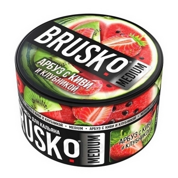 Бестабачная смесь для кальяна BRUSKO, 250 г, Арбуз с киви и клубникой, Medium (М)