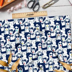 Ткань бязь толпа девушек