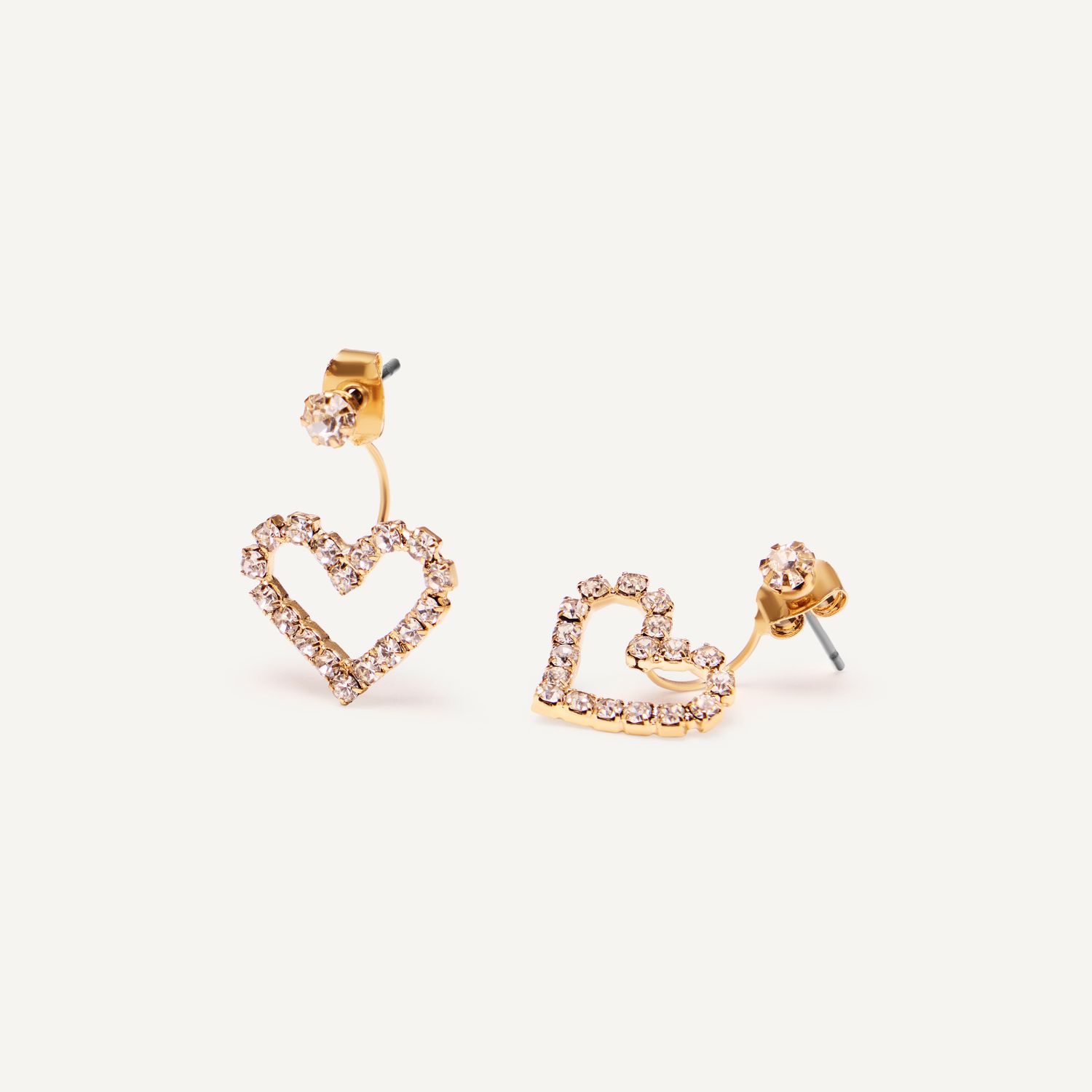 Серьги Sparkly Heart Earrings - Gold