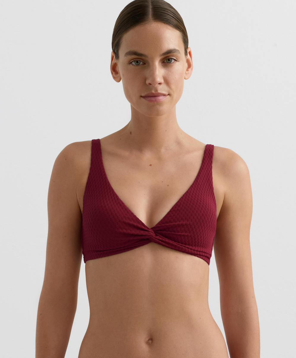 OYSHO Топ-бикини с жаккардовым узором, сливовый