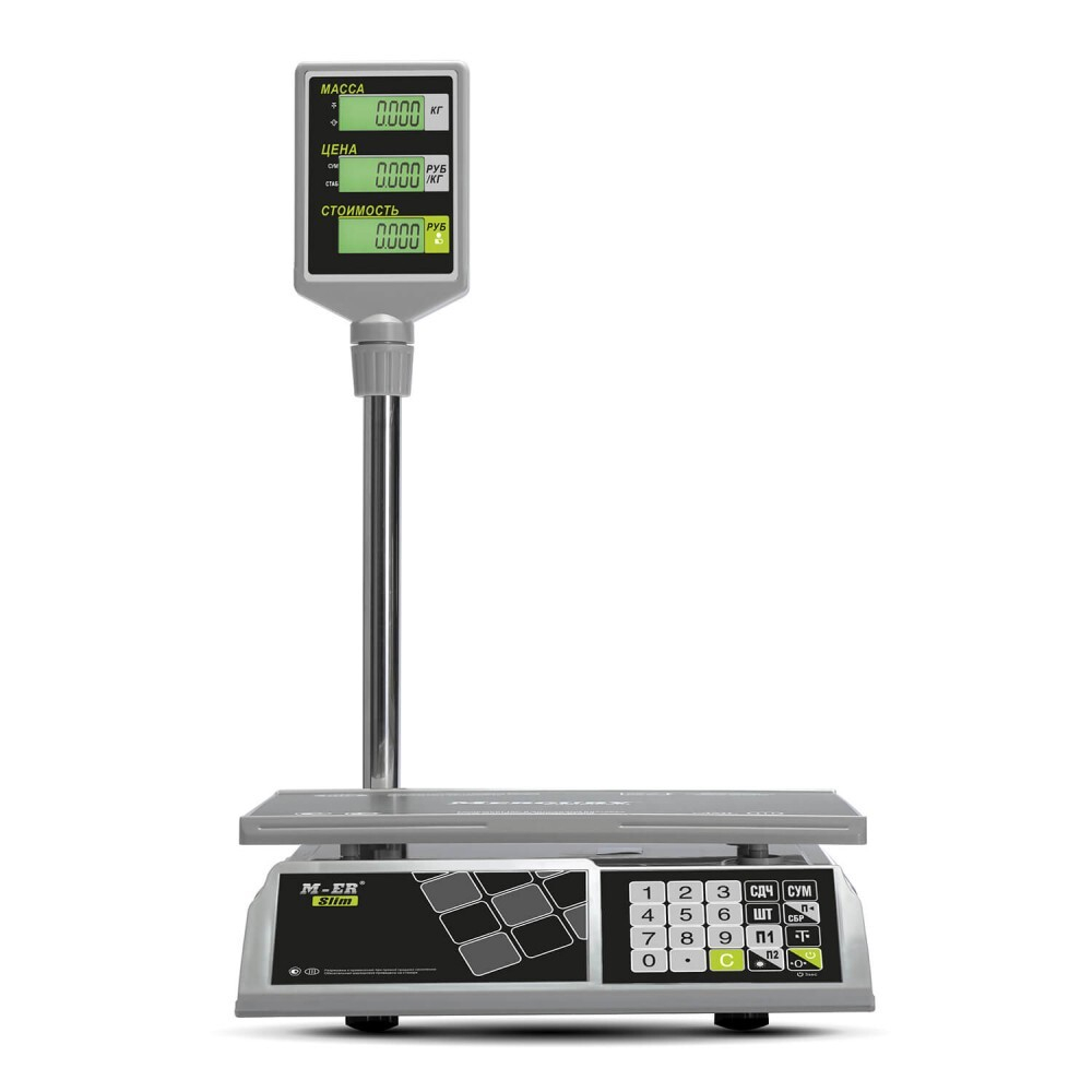 Торговые весы Mertech M-ER 326 ACPX-32.5 "SlimX" LCD (Белые)