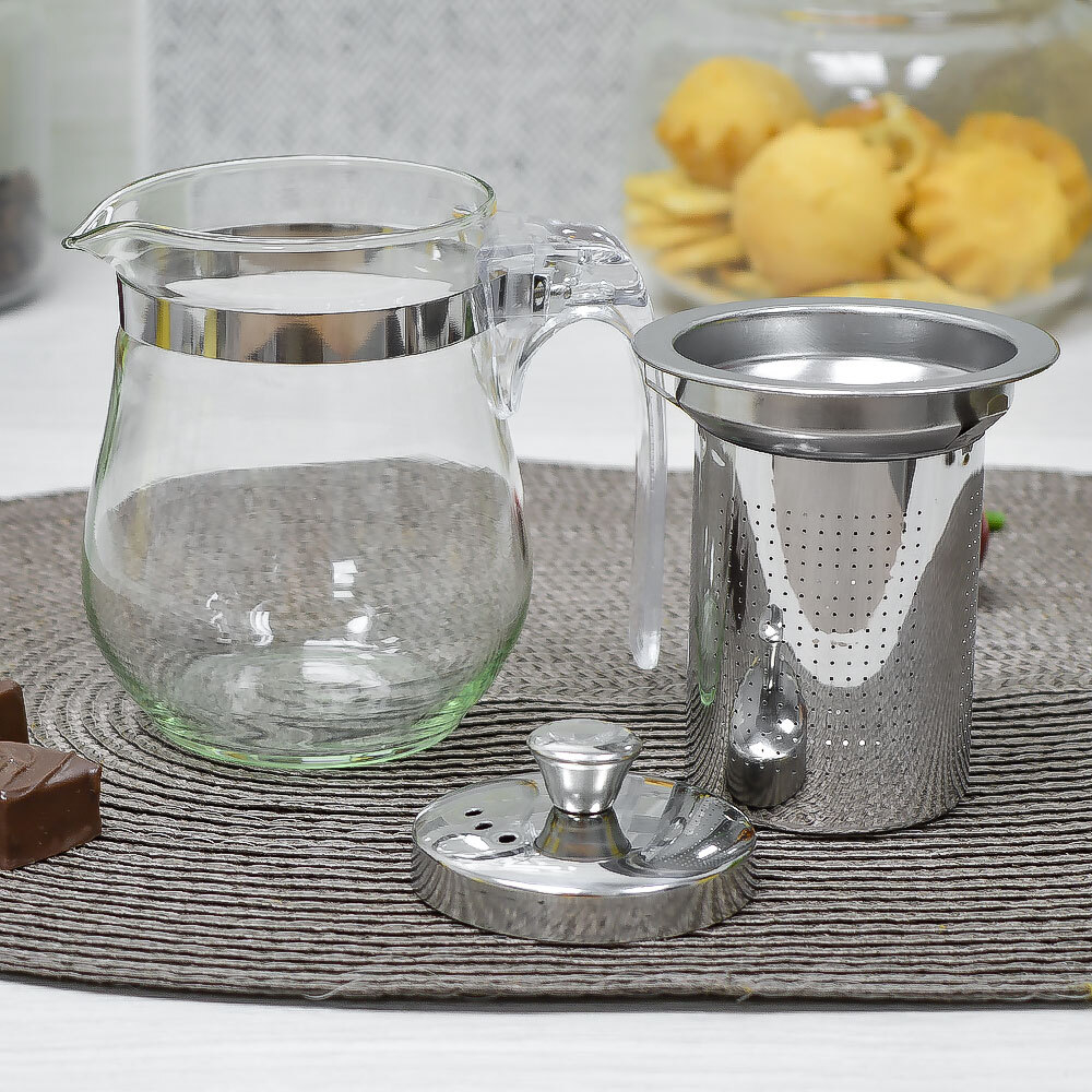 Чайник заварочный 0,35л стеклянный с металлическим ситом