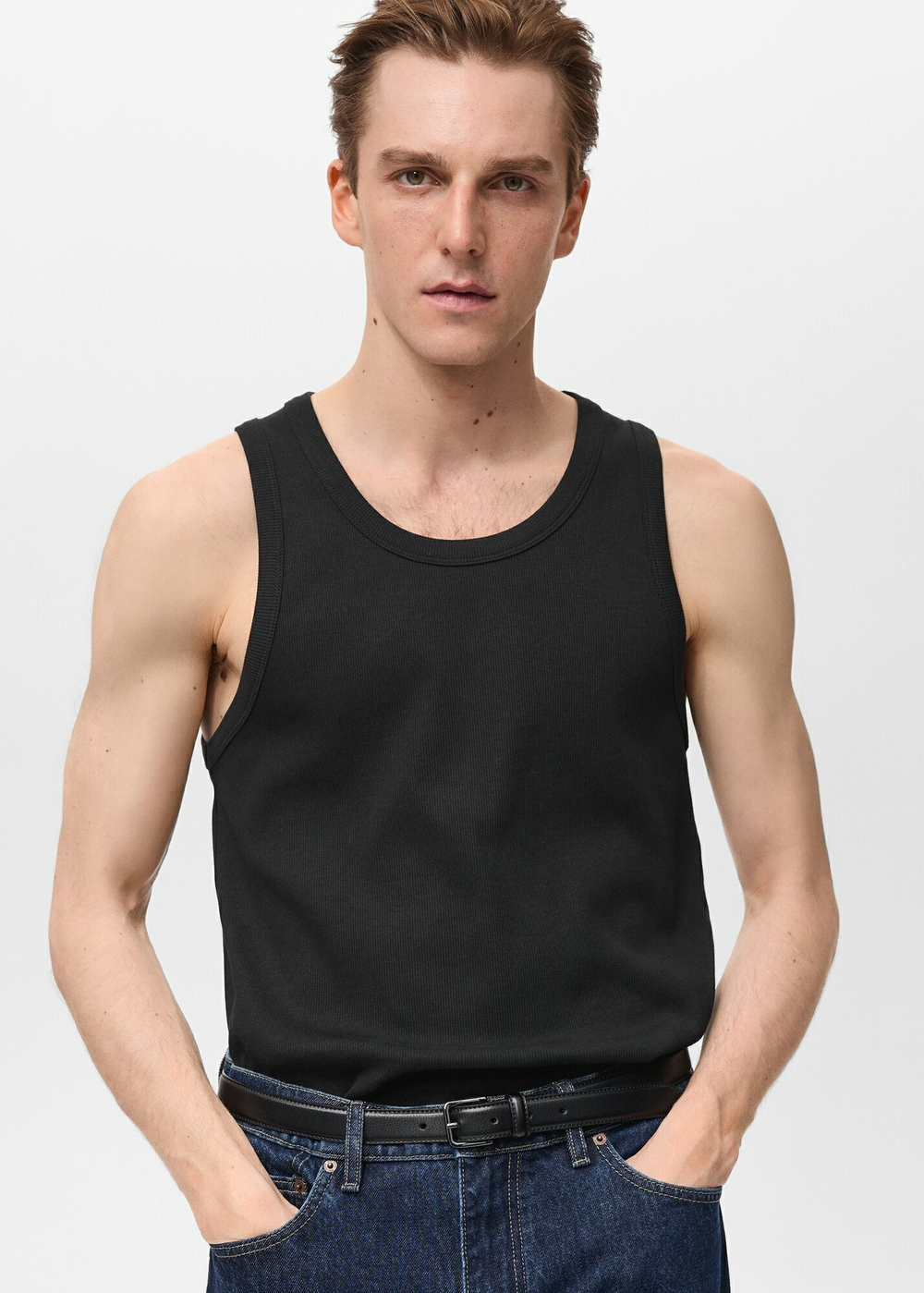 Майка в рубчик slim fit
