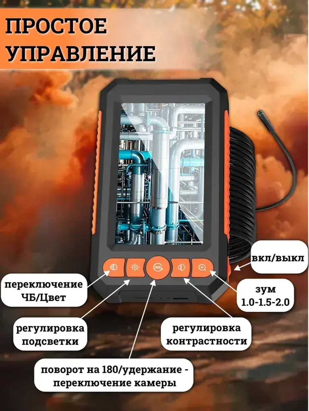 Эндоскоп видеоэндоскоп с 2 камерами автомобильный