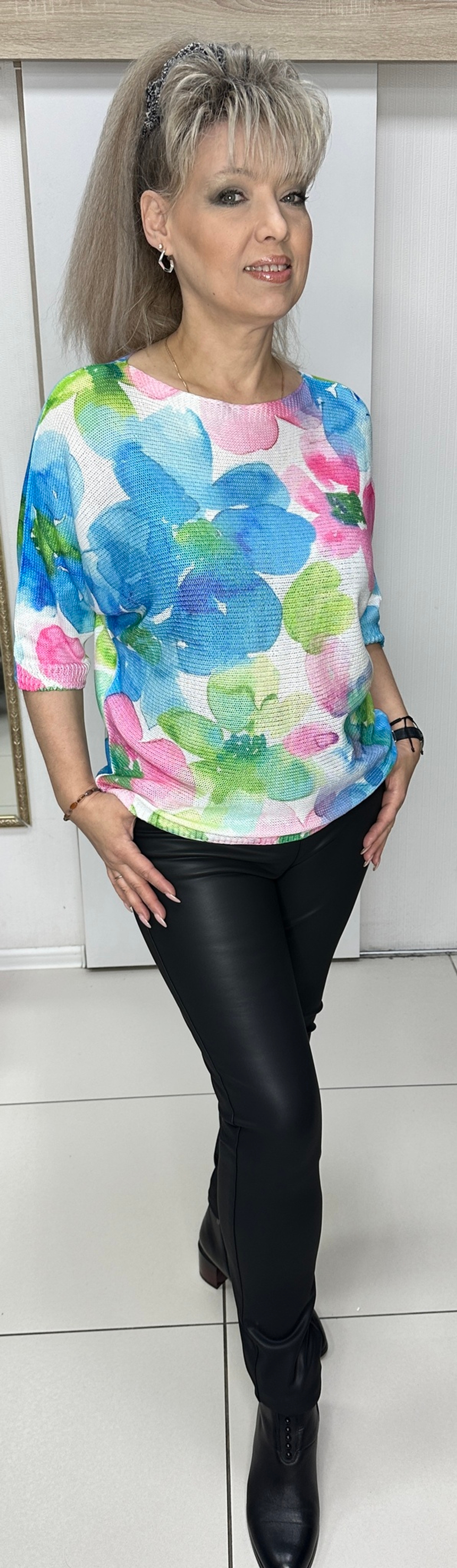 Итальянский трикотажный цветной блузон