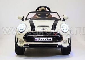 Детский электромобиль River Toys MiniCooper A222AA бежевый фото №3