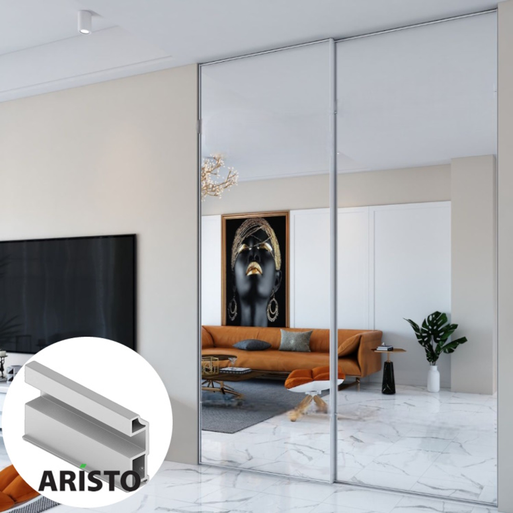 Дверь-купе ARISTO SLIM LINE, зеркало, профиль хром матовый
