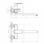 Смеситель для ванны и раковины 35k MIXLINE ML33-02GR "City Graphite" ГРАФИТ