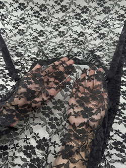 Гипюр эластичный черный ширина 150 см плотный