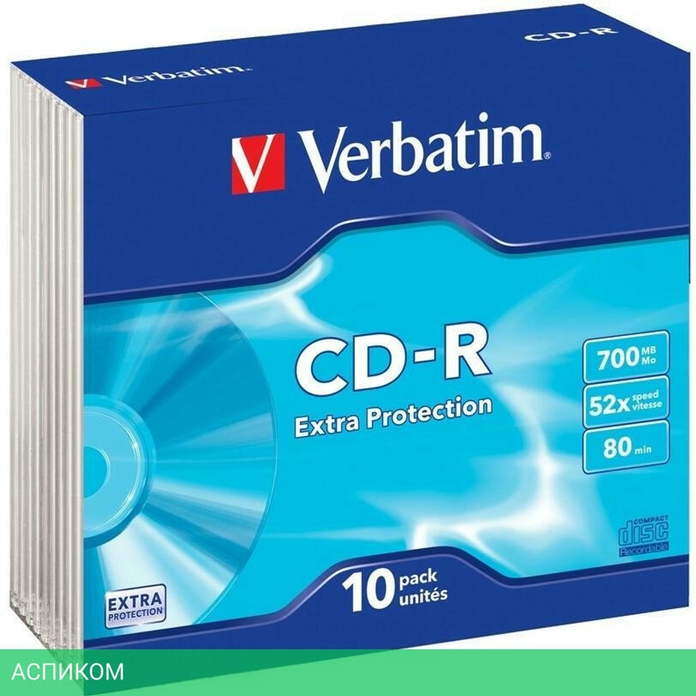 CD-R диск Verbatim Extra Protection Slim Case 10шт (43415)