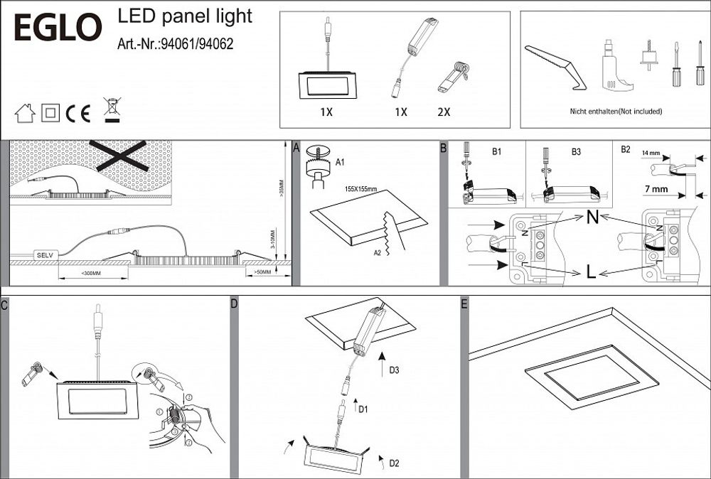 Встраиваемый светильник Eglo Fueva 1 94061