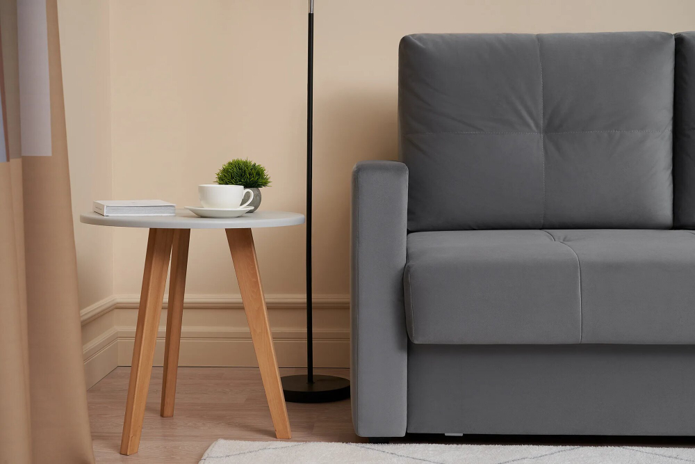 Диван Отто, шагающая еврокнижка, велюр, тёмно-серый