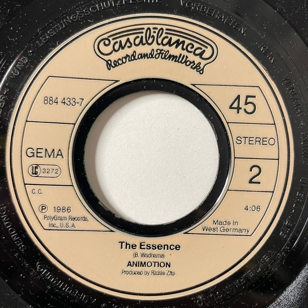 Винтажная виниловая пластинка LP Animotion I Engineer (Germay 1986) 7 дюймов, 45 RPM, Single