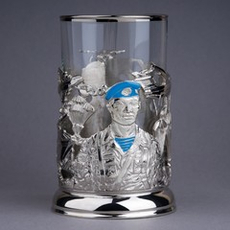 Подстаканник "ВДВ" c никелированием (художественное литье) в футляре