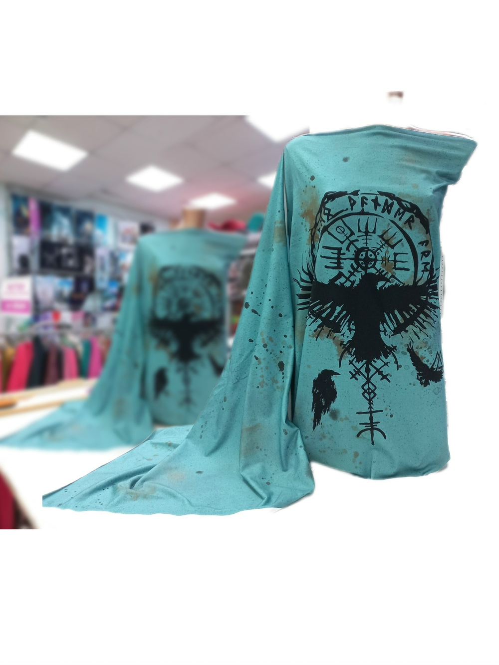 Кулирка с лайкрой Купон Ворон РУНЫ 80см