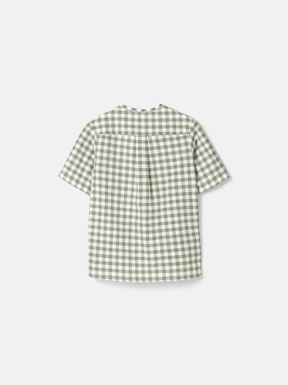 Рубашка хлопковая "Серо-зелёная клетка" с коротким рукавом