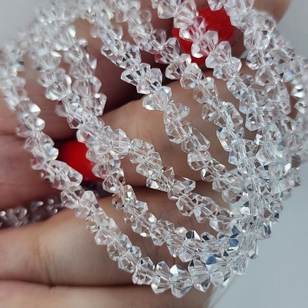 Хрусталь ( ~34см нить, 4мм) крошка, треугольник, "алмазный хрусталь", прозрачный