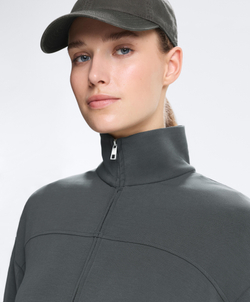 Oysho Мягкая куртка с регулируемой талией и высоким воротником, асфальтовый