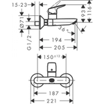 Cмеситель для раковины Hansgrohe Logis однорычажный, для настенного монтажа, хром 71225000