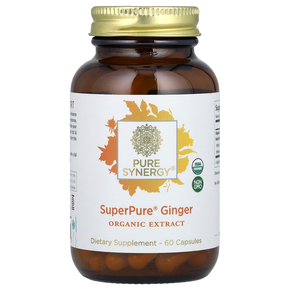 Pure Synergy, SuperPure, имбирь, органический экстракт, 60 капсул