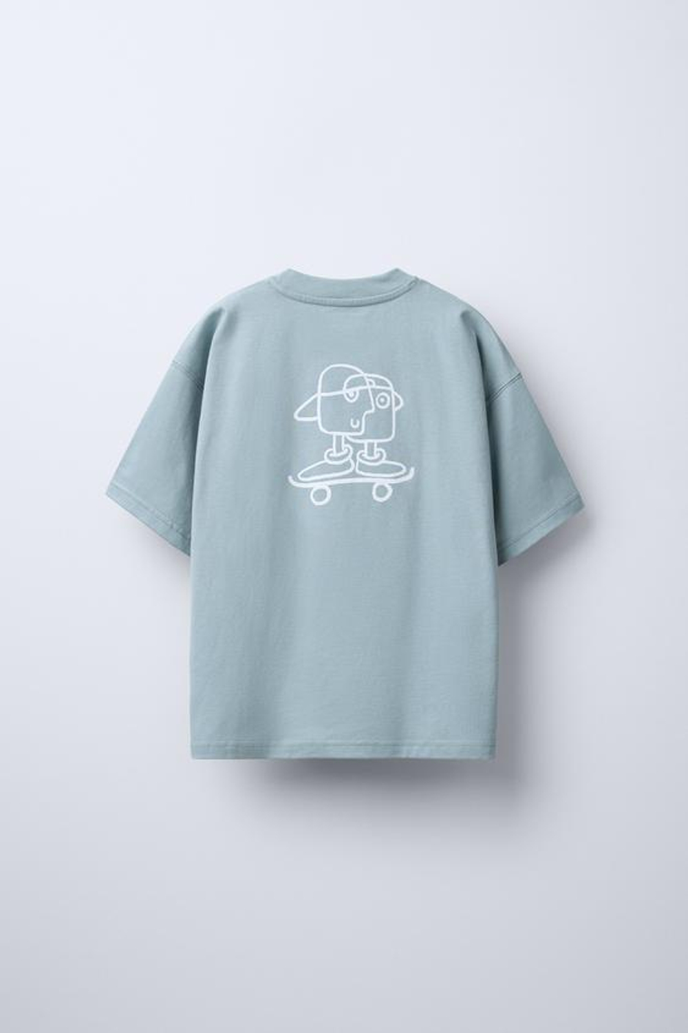 ZARA ФУТБОЛКА С РЕЛЬЕФНЫМ ПРИНТОМ, ГОЛУБОЙ