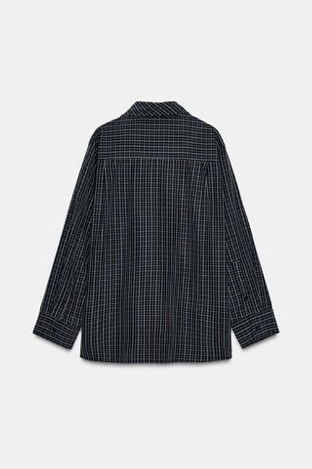ZARA РУБАШКА В КЛЕТКУ С ХЛОПКОВЫМ ПЛАТКОМ, ЧЕРНЫЙ/ЭКРЮ