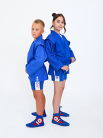 Куртка для САМБО с поясом облегченная плотность 280г/м2 100% хл. с подкладкой синяя