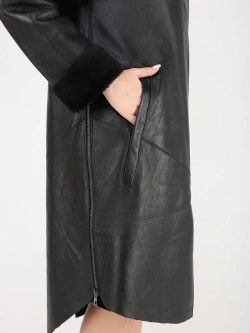 Дубленка зима натуральная удлиненная с капюшоном