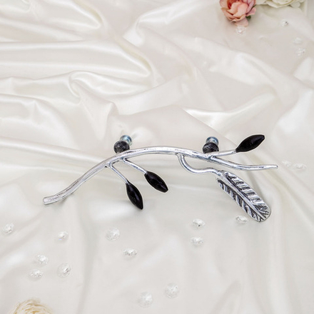 Ручка мебельная скоба Oliva Branch (Олива Бранч) правая Античное серебро