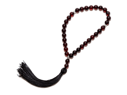 Четки из янтаря христианские натуральные, 30 бусин и 3 разделителя, шар 9 мм Четки мужские ручной работы